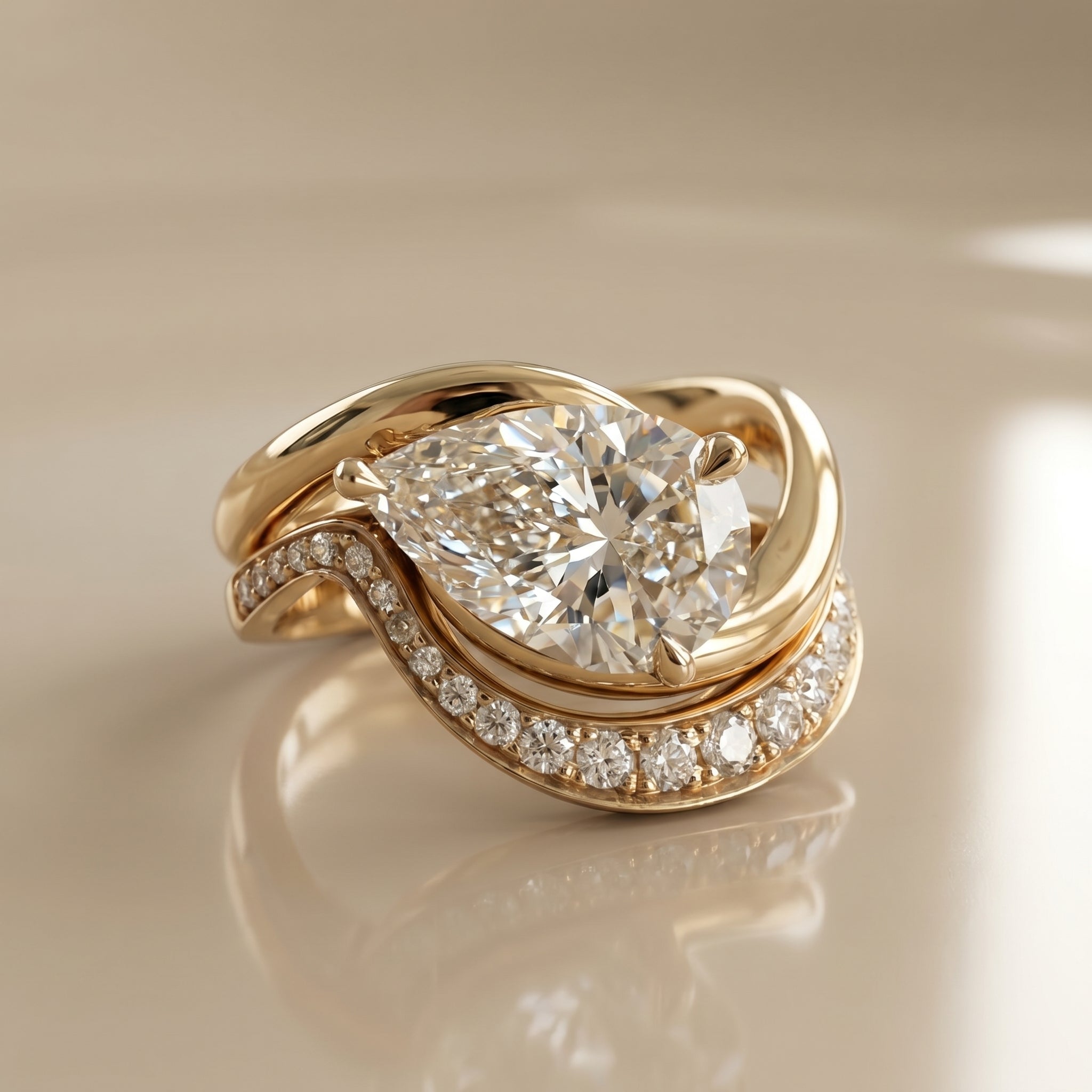 1.0 CT Round Solitaire Moissanite Diamond Bridal Ring Set